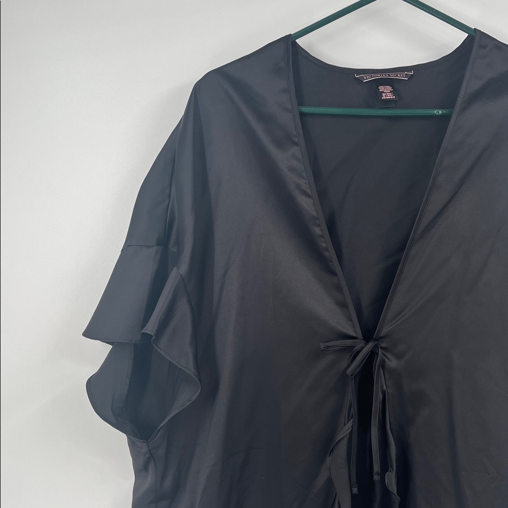 Victorias Secret Black Ruffle Robe One Size - Picture 3 of 8